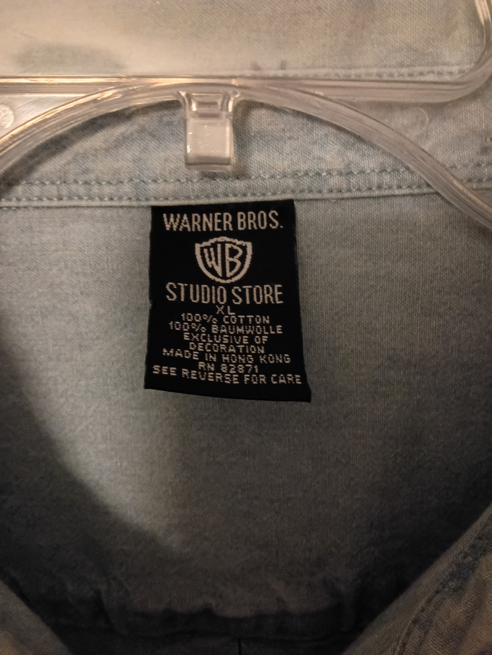 Warner Bros. Light Blue Denim Button-Down Shirt with Multicolor Cartoon Patches - Picture 5 of 9